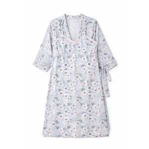 Rene Rofe Sleepwear Floral Nightgown Robe Set XL Linen Blend Lace Trim Women PJs